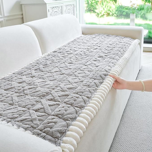Fuzzy Couch Covers for Dogs, Non Slip Thick Dog Couch Cover Protector, Plush Pet Couch Covers for Sofa Washable, Soft Sofa Cushion Slipcovers Pet Friendly(1PC, Light Grey, 27.6”x82.7”) by PJLZJFBY