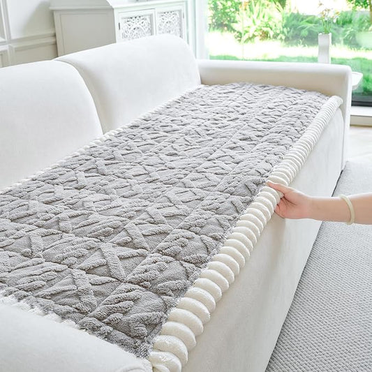 Fuzzy Couch Covers for Dogs, Non Slip Thick Dog Couch Cover Protector, Plush Pet Couch Covers for Sofa Washable, Soft Sofa Cushion Slipcovers Pet Friendly(1PC, Light Grey, 27.6”x94.5”) by PJLZJFBY