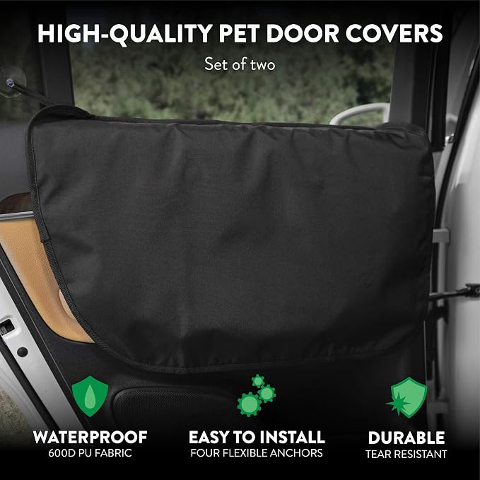 Plush Paws Products Premium Car Door Protector | Washable & Waterproof Interior Door Cover for Car, Truck, & SUV | One Size Fits Most Nonslip, Tear Resistant Door Guard | Set of 2 Black - Image 2
