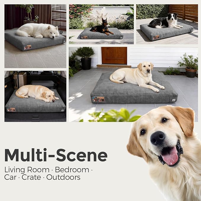 Sytopia 47 Inch Indestructible Durable Dog Beds for XXL Dogs, Chew Proof Waterproof Pet Crate Pad with Machine Washable Removable Cover, Great for Indoor, Outdoor, Crate, Patio Use, Grey - Image 6