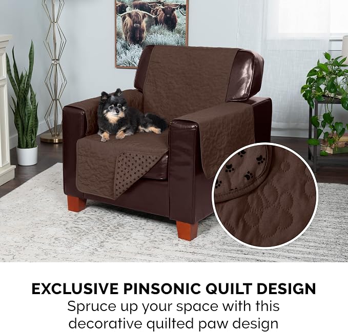 Furhaven Waterproof & Non-Slip Loveseat Cover Protector for Dogs, Cats, & Children - Quilted Paw Print Living Room Furniture Cover - Espresso, Loveseat - Image 8