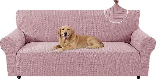 Stretch Sofa Cover Non-Slip Washable Furniture Protector | Stretch, 71"-91".Soft, Non Skid Foam, Elastic Bottom, Machine Washable, for Kids & Pets, Couch & Sofa, Pink by YSTELLAA