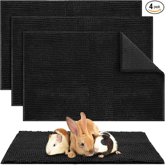 Amylove 4 Pcs Guinea Pig Cage Liner 16 x 24 Inch Washable Chenille Pee Pads Pet Dog Cat Bedding Training Mat Reusable for Small Animals Puppy Bunny Hamster Chinchilla by Amylove