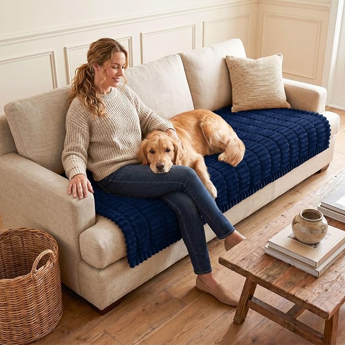 hyha Couch Cover for Dogs, Washable Non Slip Plush Flannel Sofa Protector | Thick Flannel, Silicone Anti-Slip Backing, Pet Hair & Scratch Protection, Fits Sofa & Loveseat (43" x 82.7") - Image 2