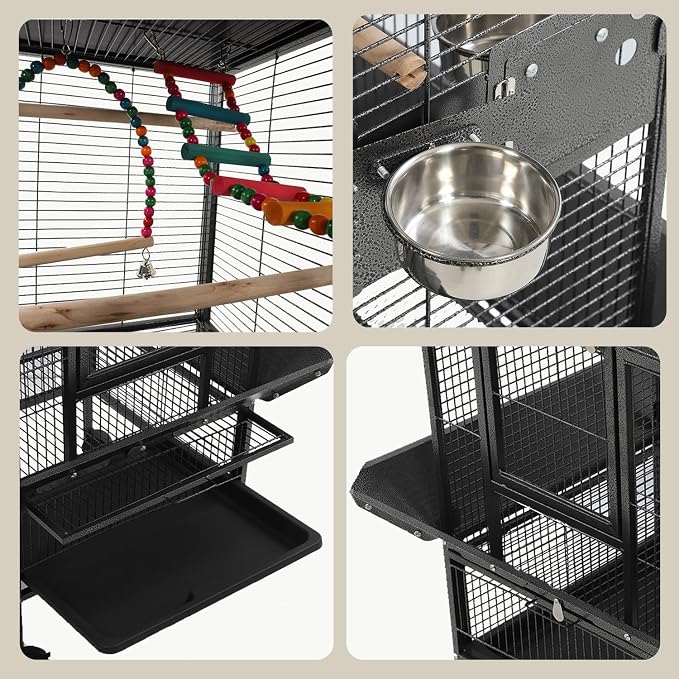 Large Bird Cages for Parakeets, Cockatiel Cage for Birds with Parrot Toys,Skirt Seed Catcher, Play Top Slide-Out Tray for Conure Canary Finch Lovebird Pigeon Budgie Quaker Parrot - Image 4