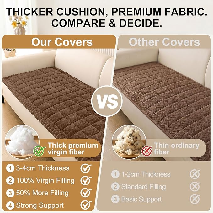 Smiry Couch Cover for Dogs, Non Slip Fuzzy Pet Sofa Covers Washable | Sofa Slipcovers for 3 Cushion Couch, Soft Thick Furniture Protector for Cats Dogs, Against Fur, Dirt, Scratch (35.4"x95") - Image 4