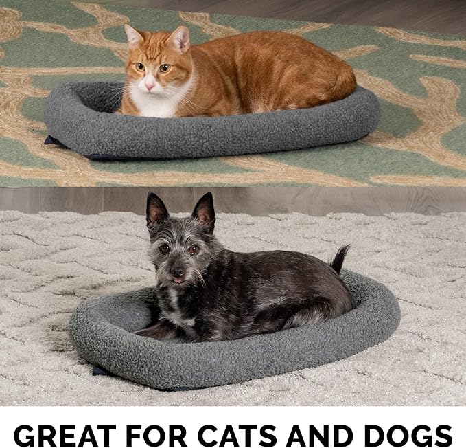 Furhaven Dog Bed for Large/Medium Dogs, 100% Washable, Sized to Fit Crates - Sherpa Fleece Bolster Crate Pad - Gray, Large - Image 13
