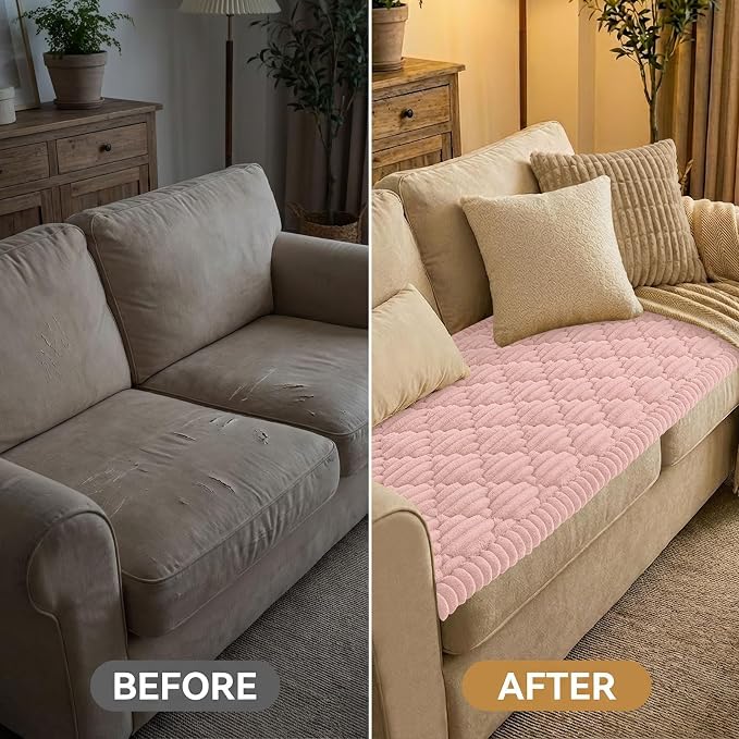 Smiry Couch Cover for Dogs Washable, Non Slip Fuzzy Pet Sofa Protector | Soft Thick Furniture Cover for Sofa, Loveseat and Sectional, Scratch & Pet Hair Resistant (Dusty Rose, 27.6" x 82.7") - Image 7