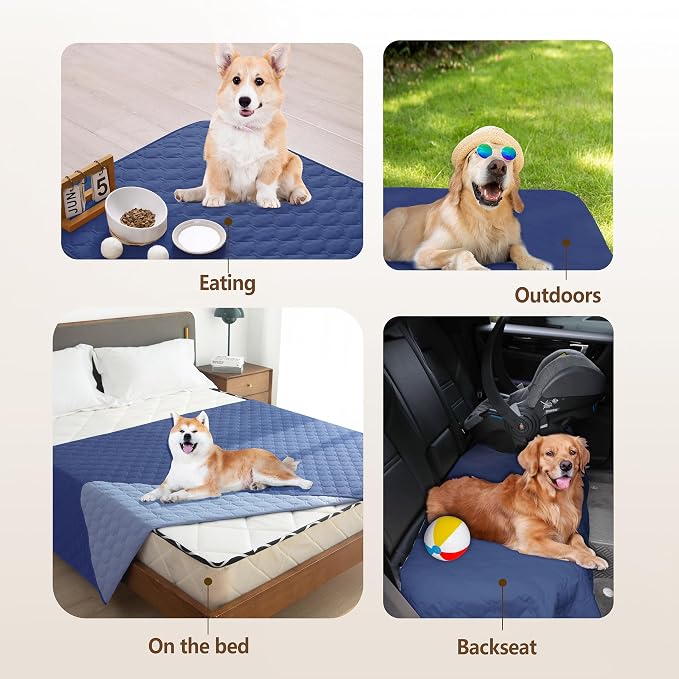 gogobunny 100% Double Sided Waterproof Dog Blanket Soft Pet Bed Cover Reversible Protect Furniture Couch Sofa Car for Puppy Large Dog Cat (Dark Navy/Light Navy, 30x90 Inch (Pack of 1)) - Image 5