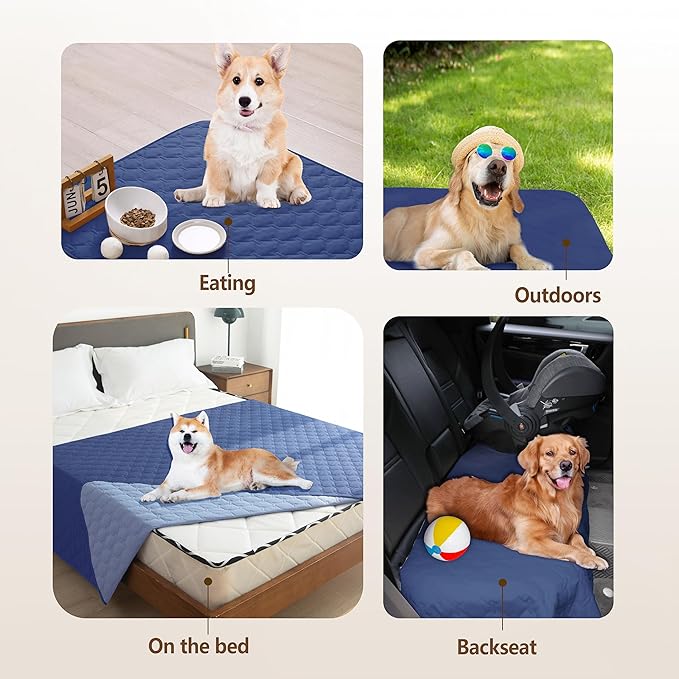 gogobunny 100% Double Sided Waterproof Dog Blanket Soft Pet Bed Cover Reversible Protect Furniture Couch Sofa Car for Puppy Large Dog Cat (Dark Navy/Light Navy, 40x50 Inch (Pack of 1)) - Image 8