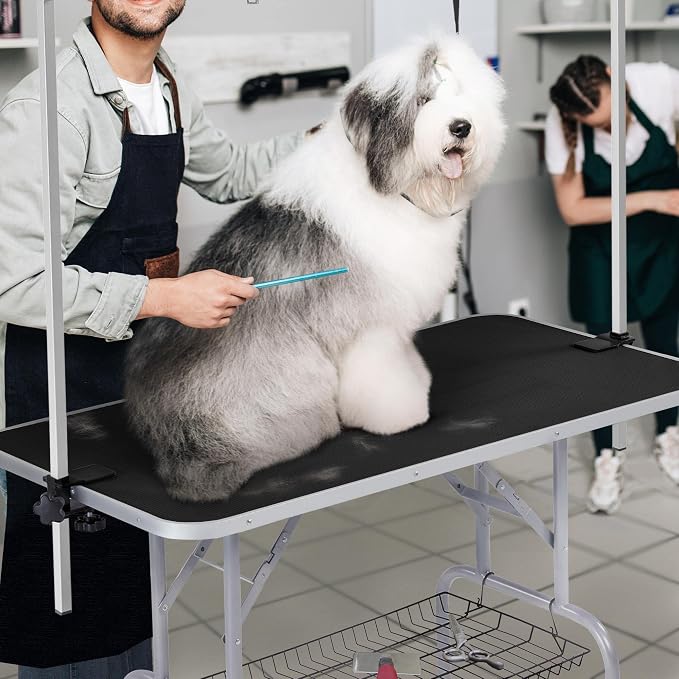 Yaheetech 45-inch Large Heavy Duty Pet Dog Grooming Table W/Adjustable Overhead Arm, Clamps, Two Grooming Noose, Tray - Image 3
