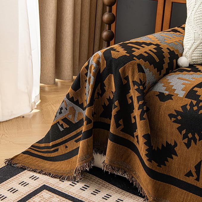 ROOMLIFE Couch Cover 3 Cushion Sofa, Washable Non Slip Furniture Sofa Protector Cover, Soft Chenille Sofa Slipcovers Sectional L Shape Dogs Couch Cover Throw Blanket with Tassels 71''X150'' - Image 2