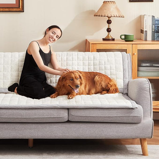 Couch Cover for Dogs Washable,Non-Slip Fuzzy Sofa Covers for Pets | Thick Soft Furniture Protector Fits Loveseat & Sectional,Against Fur&Dirt(Ivory, 1pc/27.6"x70.9"/Seat Cover) by Unknown
