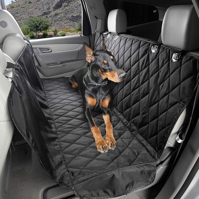 4Knines Dog Backseat Cover with Hammock for Cars, SUVs, and Trucks – Waterproof Layers, Nonslip Seat Protector, Durable Nylon Clips, K9 Shield with Heavy Duty Thread, (Extra Large, Black) by 4Knines