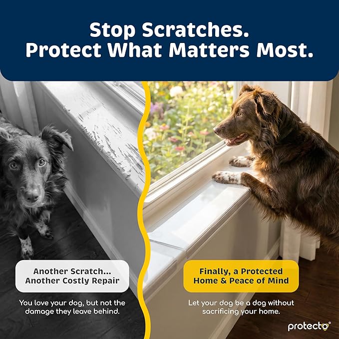 PROTECTO Window Sill Protector from Dogs & Cats, 35.5 x 3.25 in | Clear Window Guards from Cats Scratching, Chewing & Clawing - Keep Your Sills Smooth & Paws Safe - Strong Window Sill Cover - Image 2