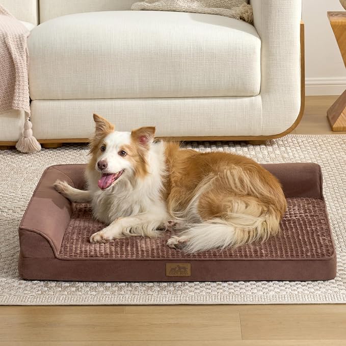 COZY KISS Orthopedic Dog Bed for Extra Large, XXL Dogs Bed, L Shaped Foam Anti-Slip Bottom Giant Pet Cat Sofa with Washable Cover, Suitable for Pet Up to 150 lbs, 48x35x8 inch, Brown ﻿ - Image 8