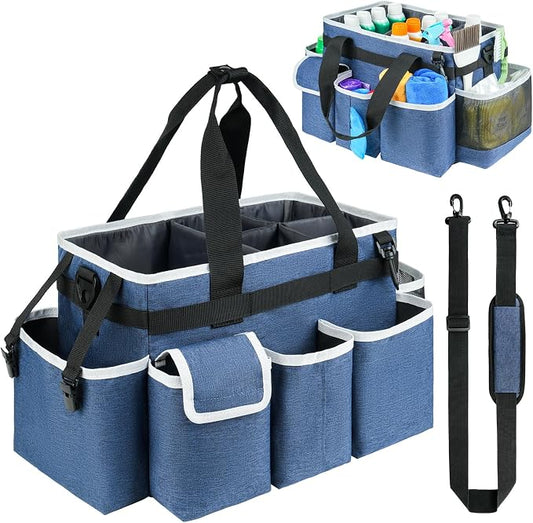 Cleaning Caddy,Cleaning Bag for Housekeepers,Cleaning Supplies Organizer with Handle,Blue by ZIOZERTT
