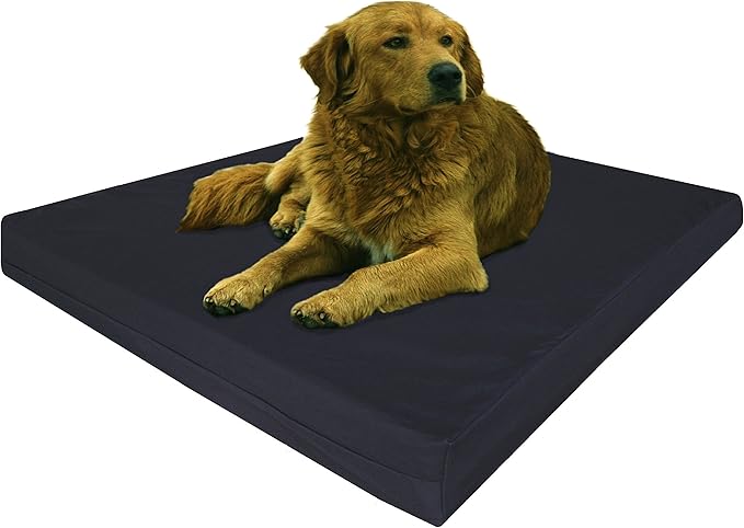 Dogbed4less Extra Large Human Mattress Grade Orthopedic Gel Infused Memory Foam Dog Bed, Strong Waterproof Liner with Durable Washable Canvas Cover, 47X29X4 Inch, Black (Fit 48X30 Crate) by Dogbed4less