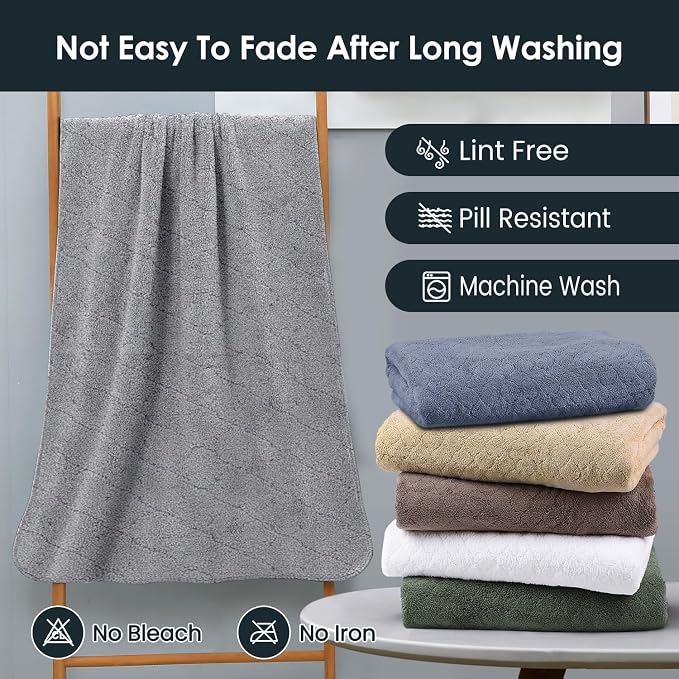 JML Microfiber Bath Towels, 2 Pack, 30 in x 60 in, Grey | Oversized, Ultra Soft, Super Absorbent, Fast Drying, No Fading, Use for Sports, Travel, Fitness, SPA, Yoga - Image 7