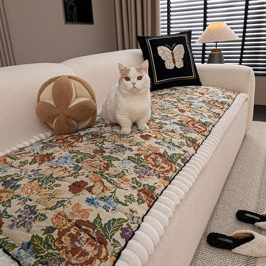 STACYPIK Retro Floral Pet Couch Seat Covers Thick Quilted Sofa Cushion Covers for Dogs Washable 2 Seater Non Slip Slipcover Sofa Seat Protector Pet Proof Mat Bed Cover for Sectional-27.6X59.1IN by STACYPIK