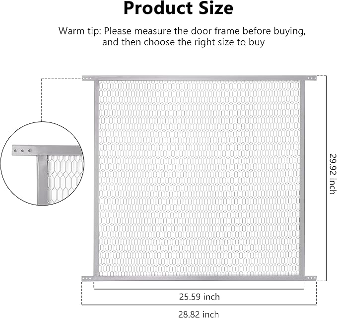 Guardian Steel Pet Grille Rv Screen Door Protector for Dogs Pets Cats Scratch Protector Replacement (Grey, 30 Inch) Screen Door Guard Pet Proof Screen Door - Image 2