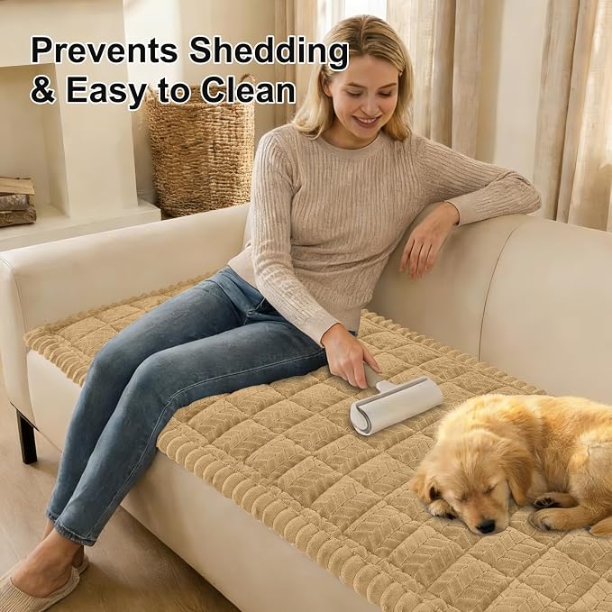 Smiry Couch Cover for Dogs, Non Slip Fuzzy Pet Sofa Covers Washable | Sofa Slipcovers for 3 Cushion Couch, Soft Thick Furniture Protector for Cats Dogs, Against Fur, Dirt, Scratch (35.4"x95") - Image 3