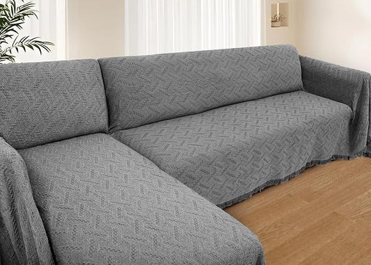 HOMERILLA Sectional Couch Covers for Sectional Sofa L Shaped Sofa Cover Blanket 2 Pieces L Shape Furniture Protector for Pets Dogs (Dark Grey, XX-Large) | Washable Fabric, Anti-Pet Hair, Stain & Wear Resistant, Multiuse Sofa Blanket Protector, Pet Frie... by HOMERILLA