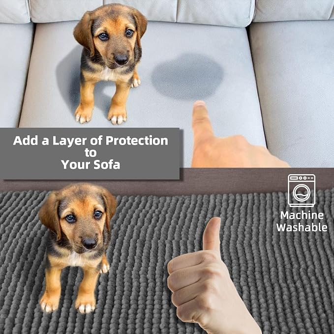 Flamingo P Chenille Dog Bed Cover Thick Couch Cover for Dogs Washable Pet Sofa Cover Protector Non-Slip Couch Covers for 3 Cushion Couch Furniture Protector Pet Friendly, 35" x74" Grey - Image 5