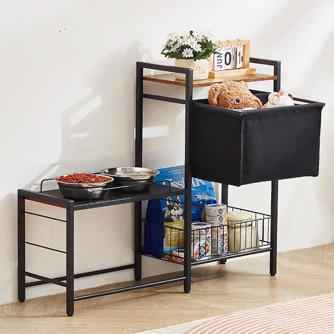 VEVOR Pet Feeding Station with Storage, 4 Height Adjustable Elevated Dog Bowl, Dog Bowls Stand with Toy Bin Basket, Raised Feeding Station Cabinet, Pet Storage Organizer for Large Medium Small Dogs - Image 8