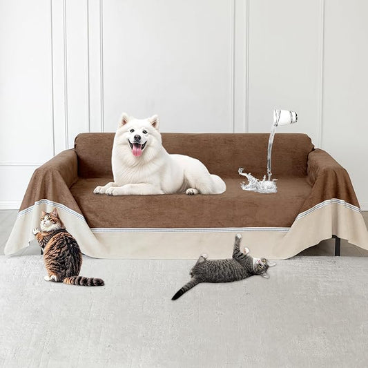 Loiion Cat Scratch Proof Furniture Protector Waterproof Sofa Cover 134"x91" | Pet-Friendly Couch Protector, Anti-Scratch & Anti-Slip Sofa Cover For Cats Dogs Kids, Machine Washable by Loiion