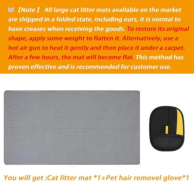 Large Cat Litter Mat, 46x28 Inches Extra Large Double Layer Honeycomb Cat Litter Trapping Mat, Non Slip Waterproof Urine Proof Mat, Scratch Resistant Durable Litter Rug - Image 8