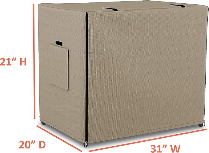 Dog Crate Cover 12 Oz Waterproof - Heavy Duty Privacy Dog Crate Cover with Mesh Pocket & Roll Up Window - Universal Fit Dog Kennel Cover (21" H x 31" W x 20" D, Beige) - Image 3
