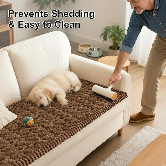Smiry Non Slip Couch Covers for Dogs, Scratch Resistant Pet Sofa Protector | Machine Washable Soft Fuzzy Thick Furniture Cover for Sofa Loveseat Sectional Large Dogs, Chocolate, 27.6" x 47" - Image 6
