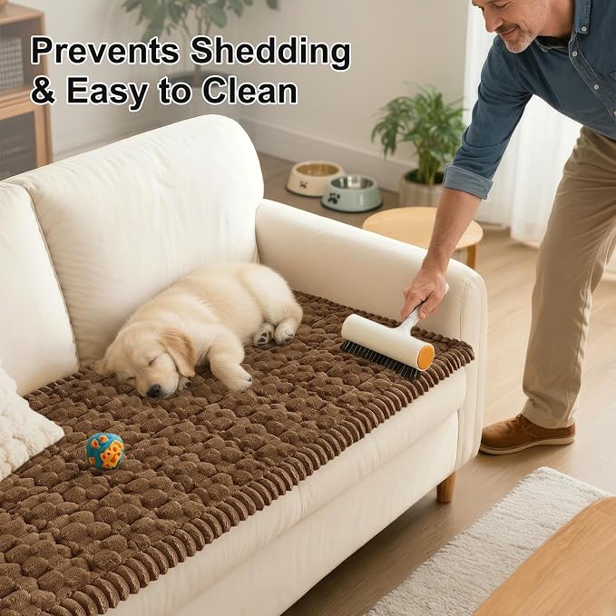 Smiry Non Slip Couch Covers for Dogs, Scratch Resistant Pet Sofa Protector | Machine Washable Soft Fuzzy Thick Furniture Cover for Sofa Loveseat Sectional Large Dogs, Chocolate, 35.4" x 88" - Image 6