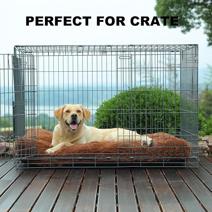 Bedfolks Waterproof Dog Crate Bed & Pad, Faux Fur, XXL (47"x29"), Washable, Solid Brown - Image 3