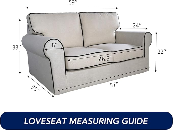 PureFit Reversible Quilted Sofa Cover, Water Resistant Medium Slipcover Furniture Protector, Washable Couch Cover with Non Slip Foam and Elastic Straps for Kids, Dogs, Pets (Loveseat, Blue/Ivory) | Blue/Ivory, Water Resistant Couch Protector, Washable ... - Image 6