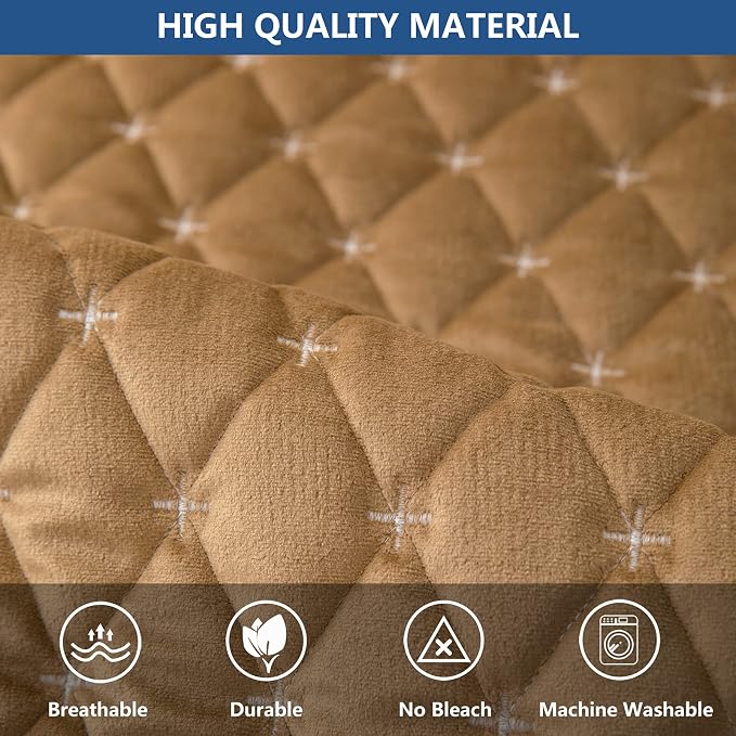 Eismodra Couch Cover,Sectional Couch Covers,Sofa Covers for 3 Cushion Couch,Anti-Slip Sofa Slipcovers for Dogs Cats Kids Loveseat Recliner L Shaped Armrest Backrest,Coffee 43''x63''(Only 1 Piece) - Image 3