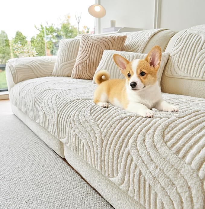 OTOB Pet Couch Covers for 3 Cushion Couch Sofa Washable Anti Slip, 1 Piece | Matcha Green, 27.6"x70.9", Soft Plush, All Seasons, Breathable, Modern, Wear-Resistant, Couch Cover for Dogs, Fade Resistant by OTOB