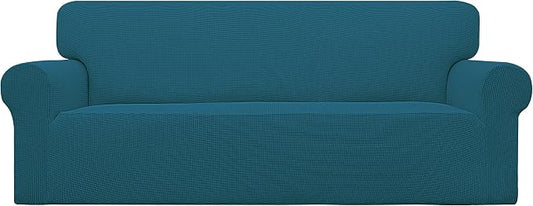 Easy-Going Stretch Couch Covers for Sofa Washable Large Peacock Blue | 1-Piece Sofa Covers for 3 Cushion Couch Furniture Protector Couch Slipcover Soft with Bottom for Kids Pets by Easy-Going