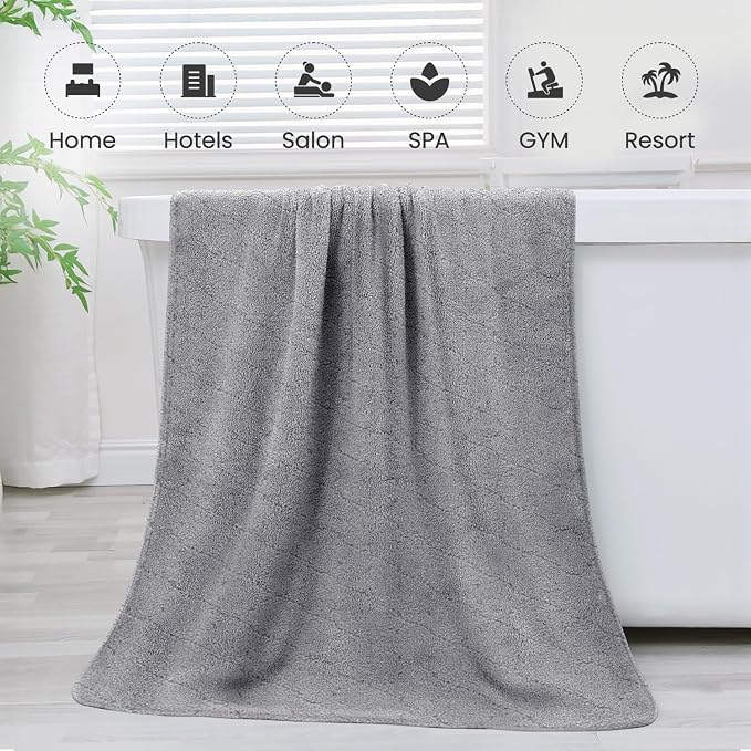 JML Microfiber Bath Towels, 2 Pack, 30 in x 60 in, Grey | Oversized, Ultra Soft, Super Absorbent, Fast Drying, No Fading, Use for Sports, Travel, Fitness, SPA, Yoga - Image 8