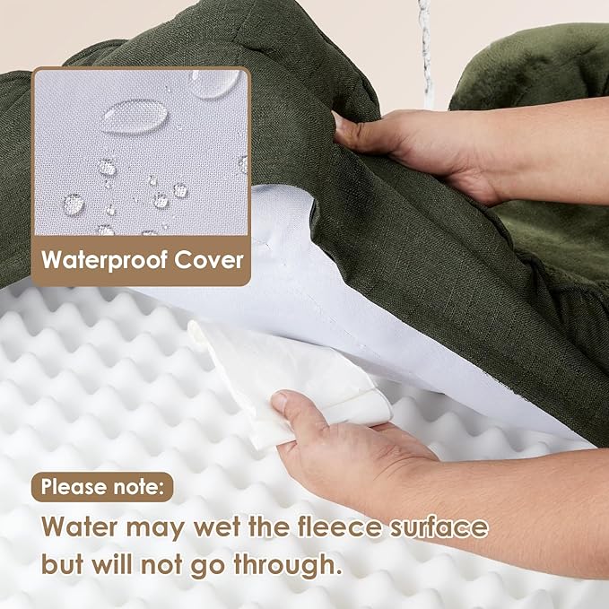 EHEYCIGA Orthopedic XXL Dog Bed, Waterproof Washable XL Big Pet Bed 48" | Non-Slip Bottom and Egg-Crate Memory Foam Extra Large Pet Couch Bed with Washable Removable Cover, Dark Green - Image 3