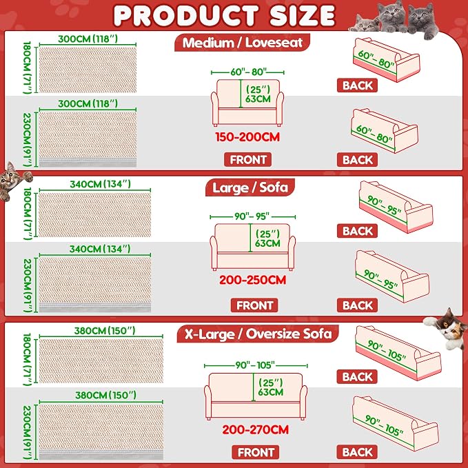 Loiion Cat Scratch Proof Furniture Protector Waterproof Sofa Cover 118"x71" | Pet-Friendly Couch Protector, Anti-Scratch & Anti-Slip Sofa Cover For Cats Dogs Kids, Machine Washable - Image 9