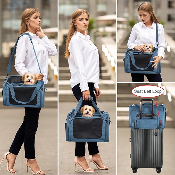 EliteField Deluxe Soft-Sided Pet Carrier (3 Year Warranty, Airline Approved), Travel Bag for Dogs, Cats & Small Pets, with Expandable Mat