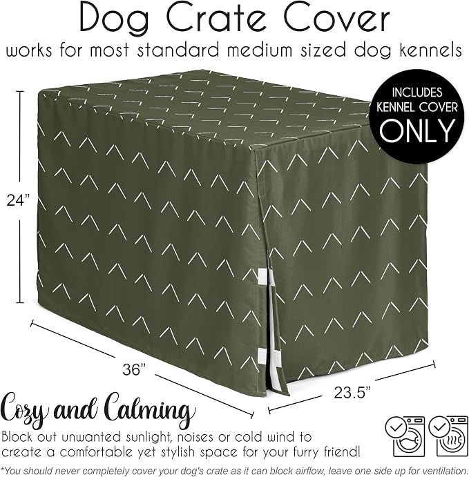 Sweet Jojo Designs 36in. Medium Dog Crate Cover (Hunter Green Boho Arrow) Pet Cage, Kennel Covers (White, Bohemian, Tribal, Southwest, Chevron, Geometric, Herringbone, Woodland) - Image 5