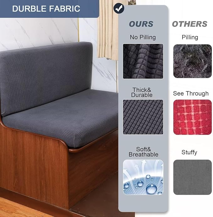 NILUOH RV Dinette Cushion Covers,Jacquard Camper Cushion Slipcovers Replacement Sofa Cushions Washable Loveseat Slipcovers for Travel Trailer Couch (2 Bench Cover & 2 Backrest Cover, Dark Gray) - Image 4