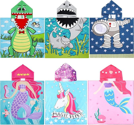 Oudain 6 Pcs Kids Hooded Towel Kids Bath Towels with Hood Microfiber Baby Pool Beach Towel for Boy Girls Toddler(47 x 24 Inch,Trendy Style) by Oudain