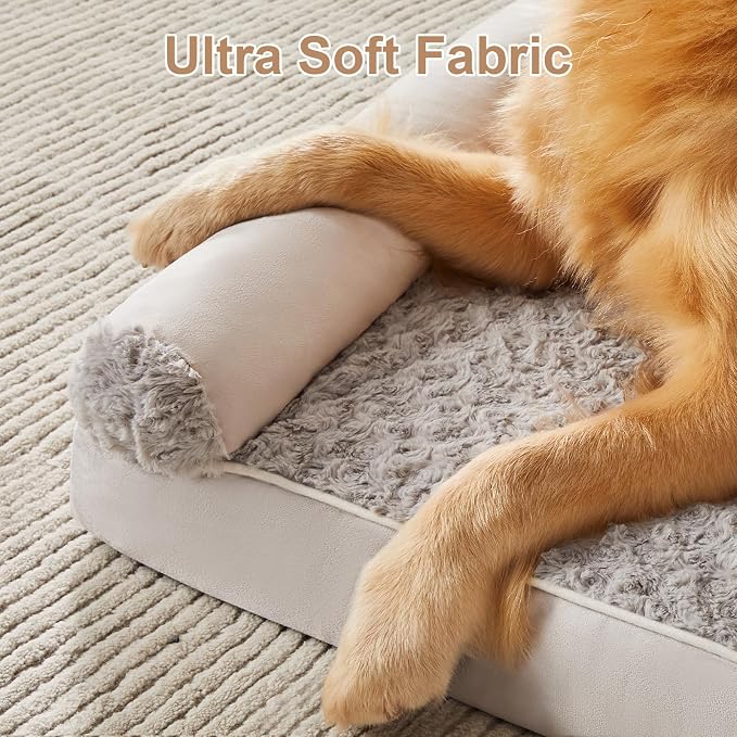BFPETHOME Orthopedic Washable Large Dog Bed for Senior Dog Comfy Sleep | Waterproof Big Soft Pet Couch Bed for Dogs Relax with Removable Cover Supportive Egg Crate Foam Light Grey 36x27 Inch - Image 4