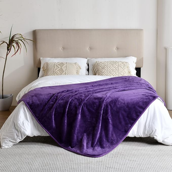 Waterproof Blanket for Bed Couch Sofa, Soft Liquid Pee Proof Pet Blanket for Dog Puppy Cat, Reversible Sherpa Fleece Furniture Protector (Dark Purple, 60x80 inches) - Image 3