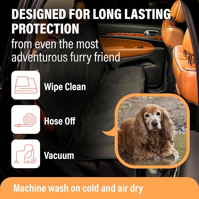 Active Pets Dog Car Seat Cover Car Seat Protector- Dog Seat Cover for Back Seat of SUVs, Trucks, Cars - Waterproof & Convertible Vehicle Hammock for Car Backseat - Mesh Window- Blue, XL - Image 8