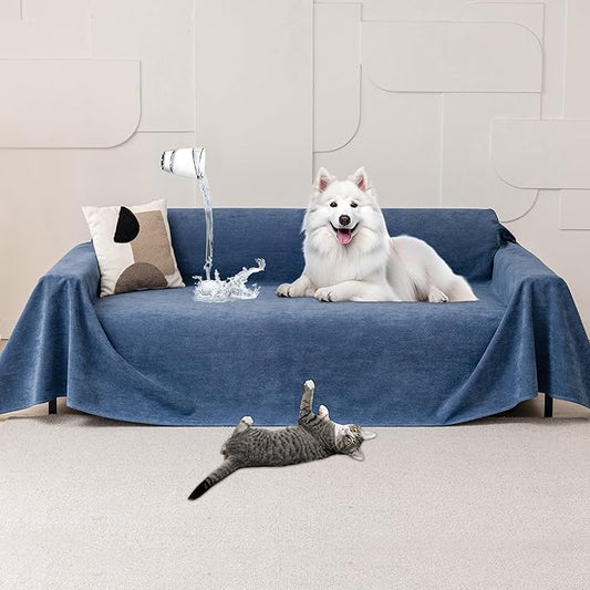 Cat Scratch Furniture Protector - Anti-Slip, Waterproof Sofa Cover to Keep Cats Off, Pet-Friendly Couch Protectors for 3 Cushion Couch, Anti-Scratch Couch Cover for Pets and Kids 134"X71"Navy Blue | Pet-Friendly Couch Protector, Anti-Scratch & Anti-Sli... by Loiion